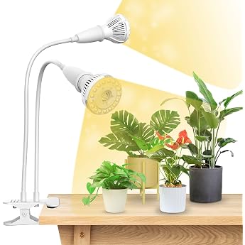 SANSI LED Plant Lamp for Indoor Plants 20 W 300 W Equivalent Full Spectrum 2-Head Clip On Grow Lamp with 360  Gooseneck LED Grow Lamp with High PPFD for Indoor Plant Growth