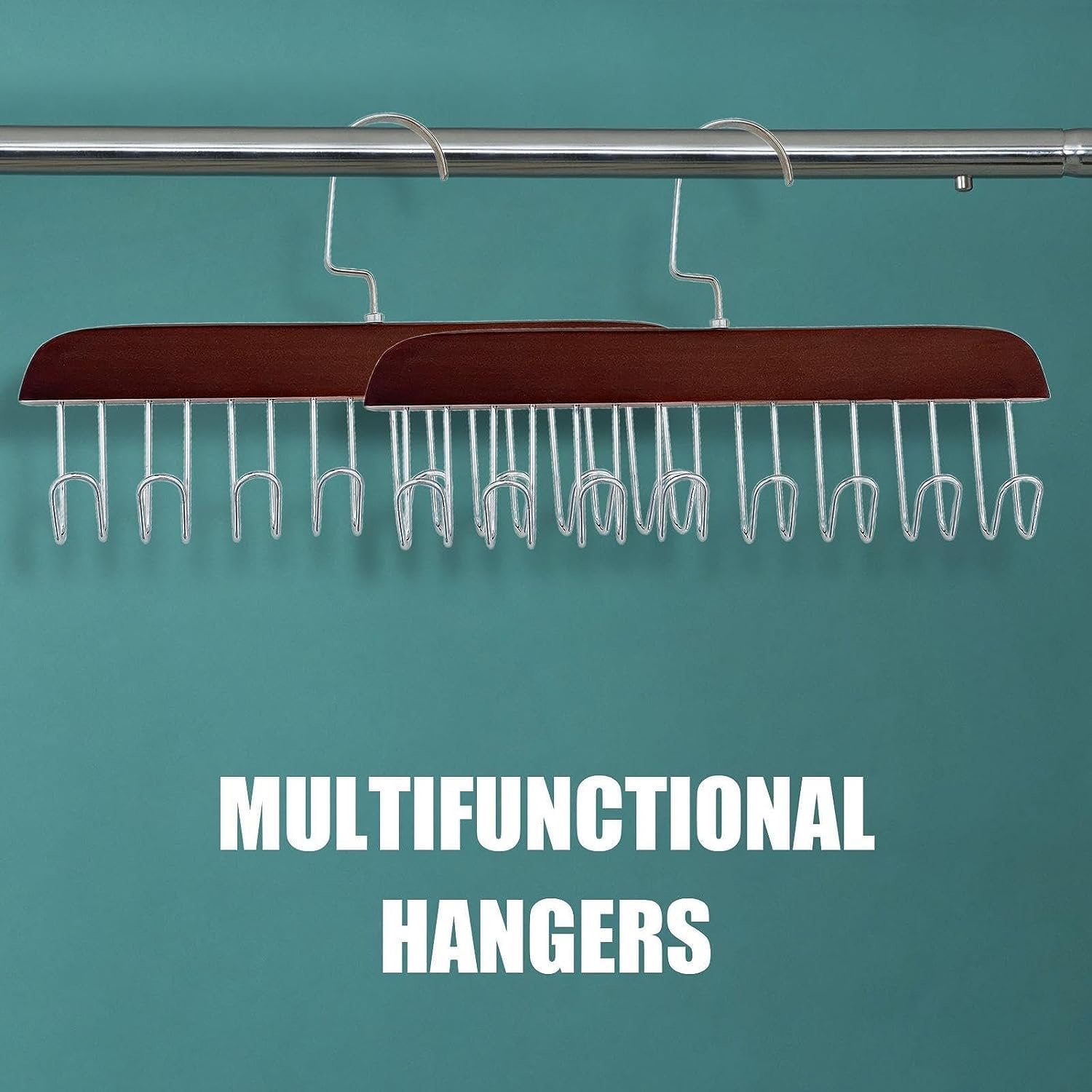 Tank Tops Hangers - 2pc Bra Hanger Wooden Space Saving Closet Organizer - 360° Rotating, Sturdy and Durable Scarf Organizer and Storage for Tops, Camisoles, Scarfs or Belts D0D3025(Brown)