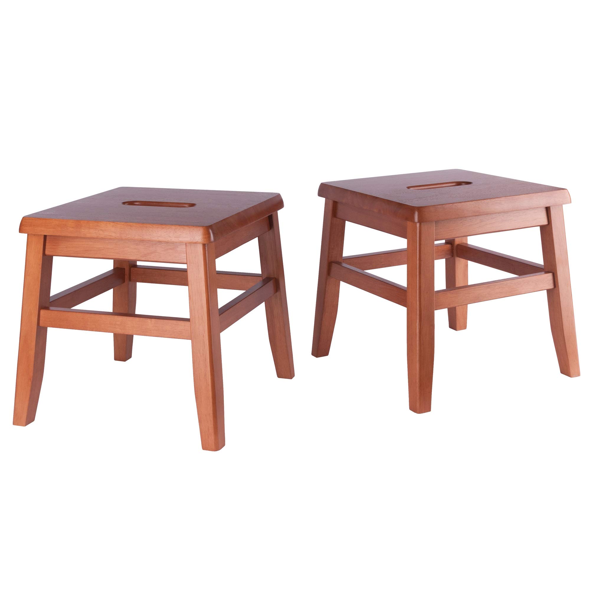 Yardlio Wood Kaya Conductor Stools - Set of 2 | Lightweight & Sturdy | Soft Teak Finish