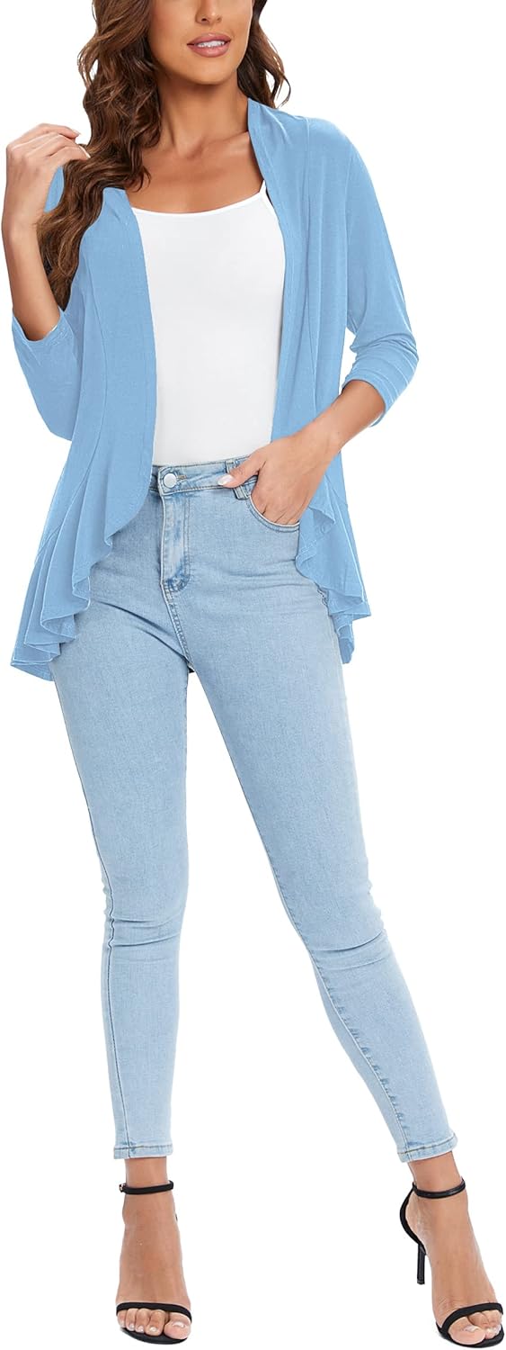 Urban CoCo Women's 3/4 Sleeve Casual Cardigans for Women Trendy Open Front Lightweight Cover Ups - Image 6