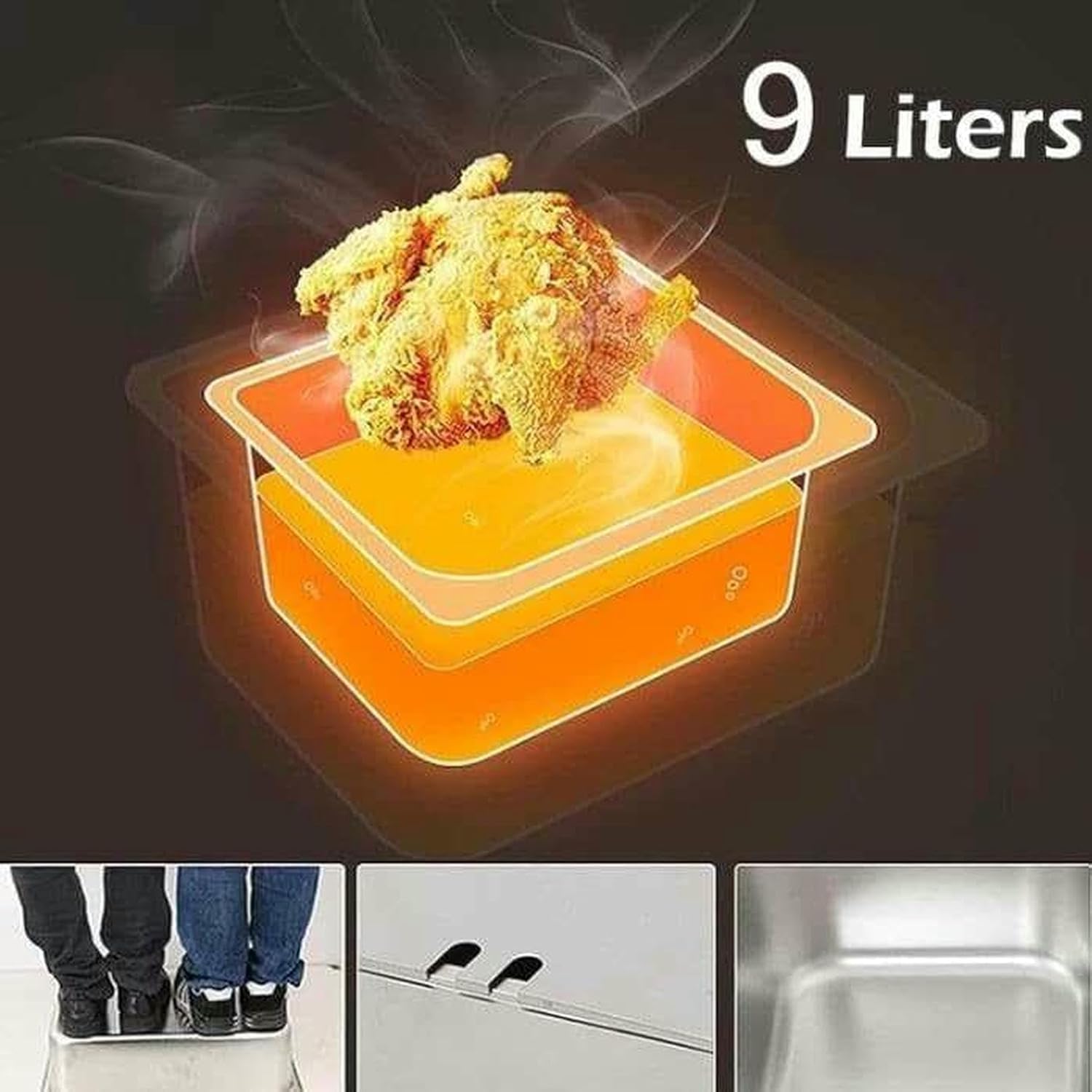 9L+9L Deep Fat Fryer Gas Commercial - Stainless Steel Basket and Lid for French Fries - Perfect for Home Kitchen and Restaurant Use
