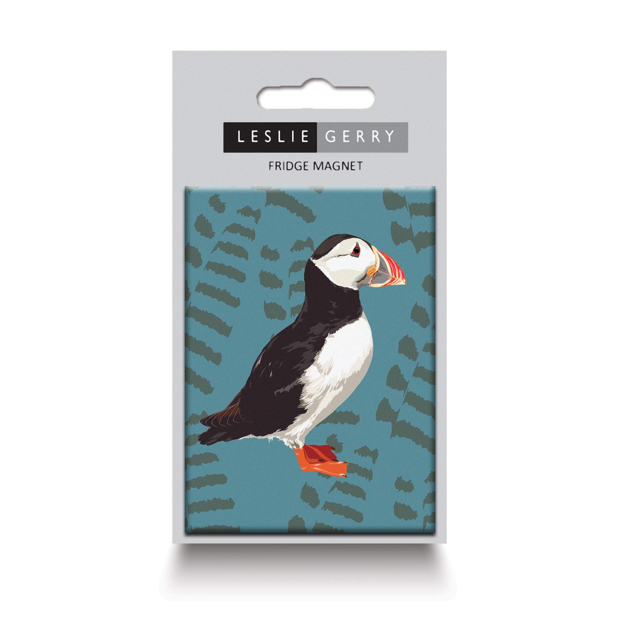 Leslie Gerry Blue Puffin Fridge Magnet By