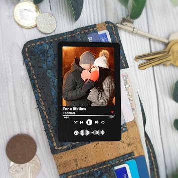 Personalized Photo Metal Wallet Card Insert, Anniversary Cards For Husband, Dad, Boyfriend, Deployment, Custom Quotes Couples Message Love Valentines Day Wife Girlfriend Gifts WC5