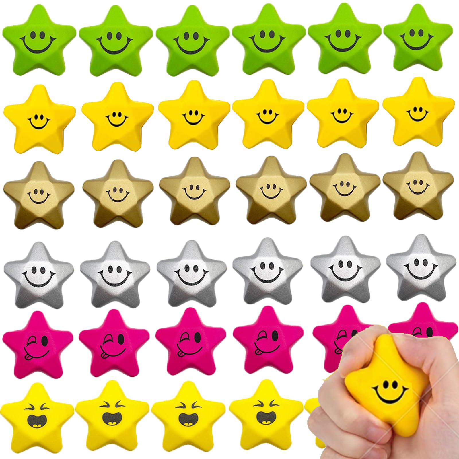 60 Balles Anti-Stress en Forme D'étoile Amusante pour Enfant et Adultes