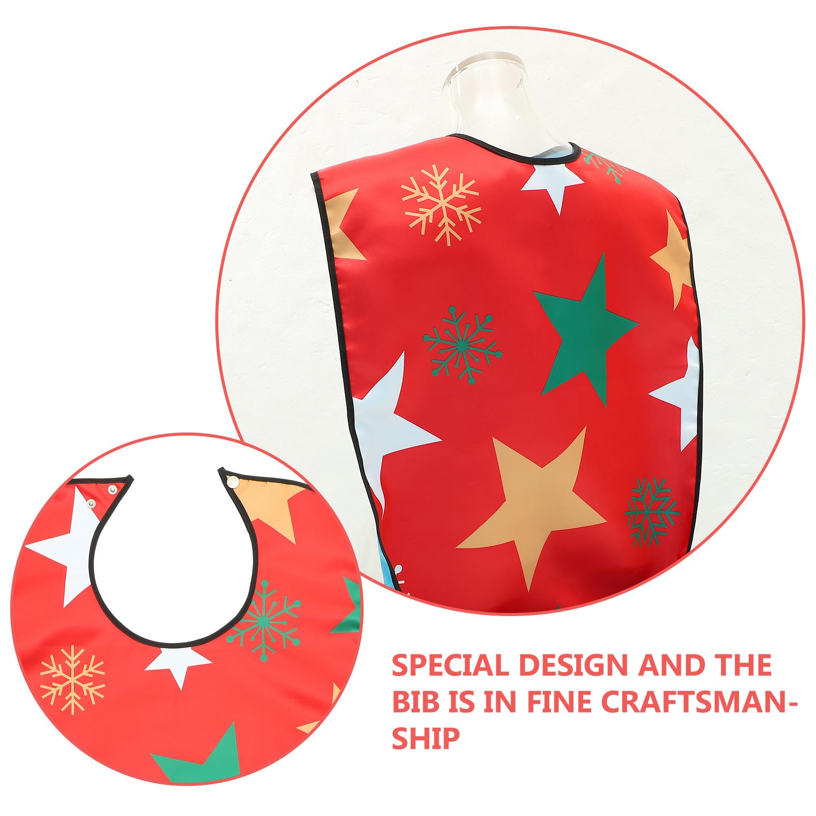 3 Stück pack Weihnachts Lätzchen für Erwachsene aus Polyester und Pu mit Kleiderschutz und Einfachem Verschluss zum Essen den Täglichen Gebrauch bei Senioren