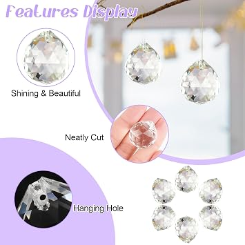 20pack Crystal Suncatcher,Clear Ball Prism,20mm