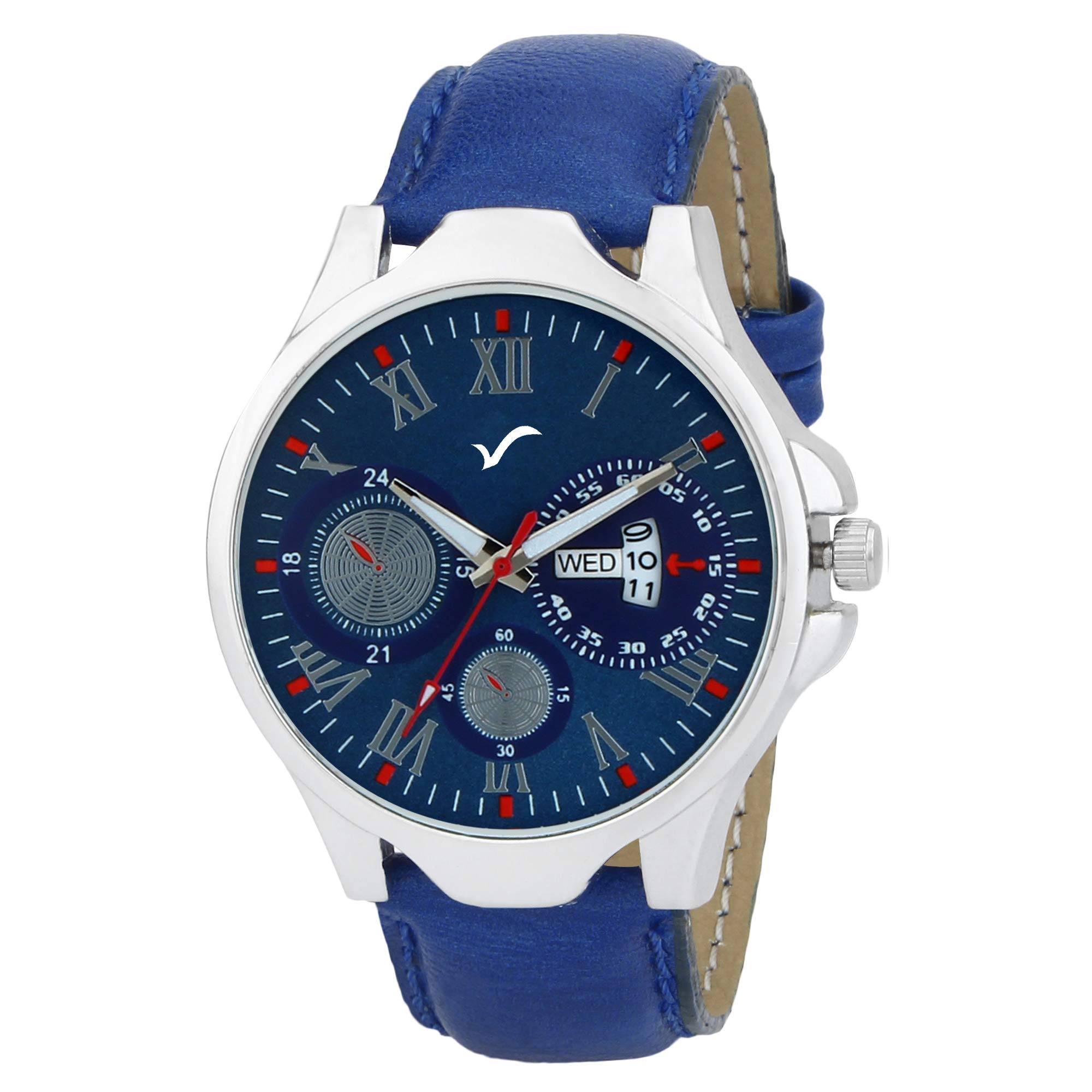 WRIGHTRACK Exclusive Quartz Movement Leather Strap Day & Date Blue Dial Analogue Mens and Boys Wrist Watch (WTSM01) (B07MBXNYZJ) Amazon Price History, Amazon Price Tracker