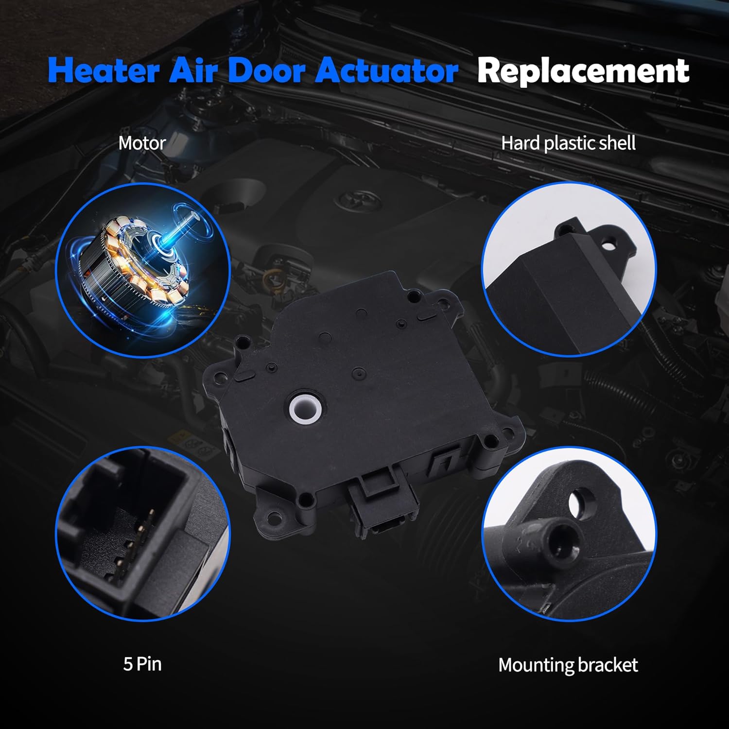 HVAC Heater Blend Door Actuator Compatible with Toyota 4Runner 2003-2009, FJ Cruiser 2007-2014 & Lexus GX470 2003 2004 2005 2006 2007 2008 2009, Main, Mode, Replaces# 604-314 8710635120