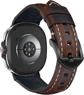 [KeeFos] 表带 Samsung Galaxy Watch 8 44mm 40mm/Samsung Galaxy Watch 8 Classic 46mm 适用 替换表带 皮革 表带 柔软 替换皮带 男女通用 替换皮带 三星银河手表 8 44mm 40mm/8 Classic 46mm 用