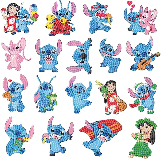 Cartoon Diamond Painting Set für Kinder - 18 Stück DIY Diamantmalerei mit Werkzeugen