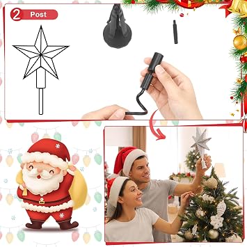 Christmas Tree Topper Holder Twist on Universal Stabilizer Floral Xmas Tree Topper Adapter Plastic Support with Adjustable Attachment(Black)