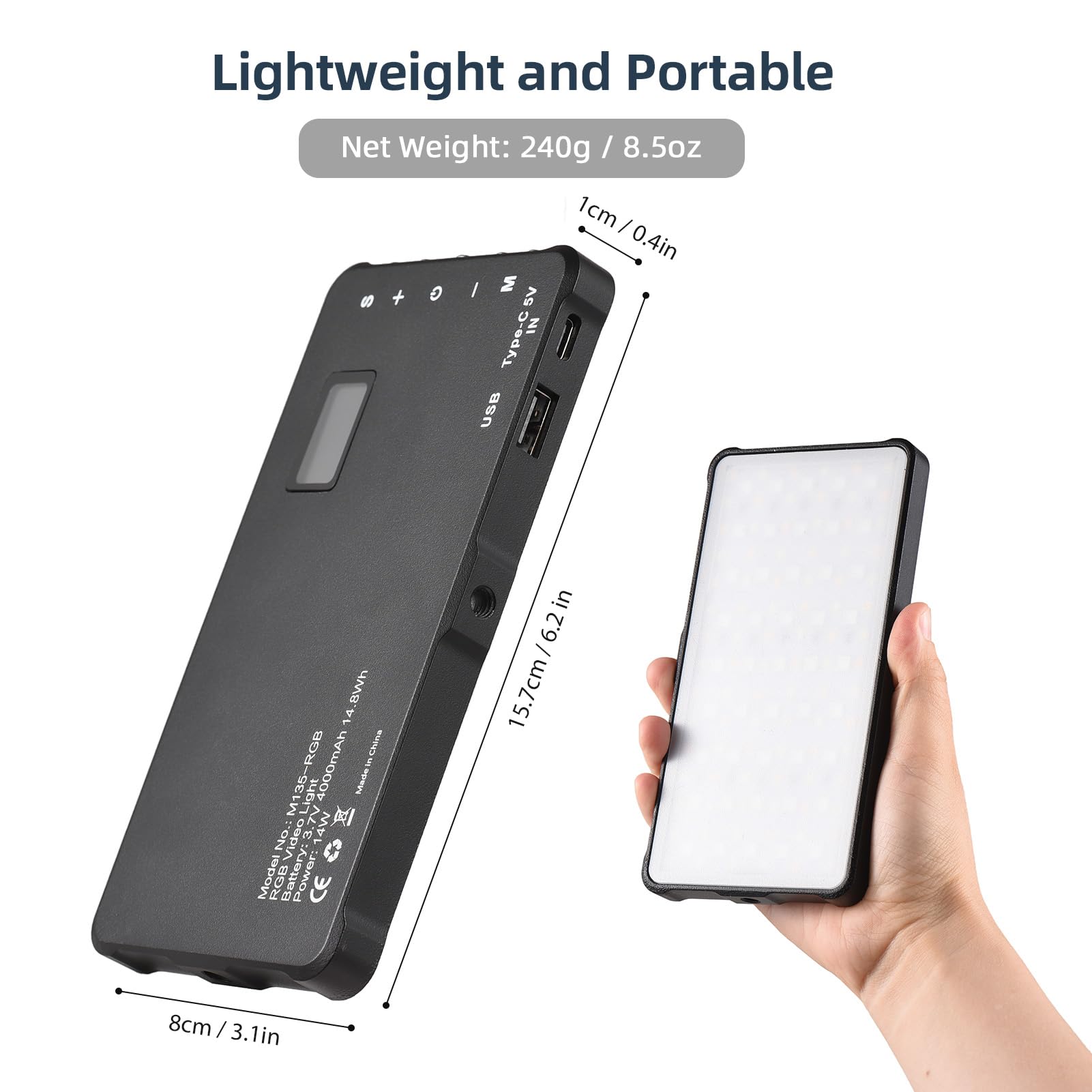 Andoer Luce Video RGB Luce Selfie per Telefono Luce di Riempimento RGB Pannello Tascabile Luce Video per Vlog Live Streaming Videoconferenza Lluminazione Fotografia di Prodotto