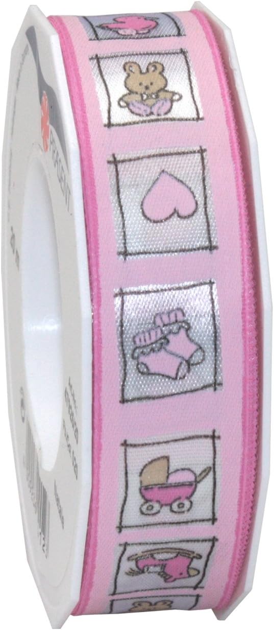Präsent coarse Structure Ribbon, 25 mm Width, 20 m Length, Pink