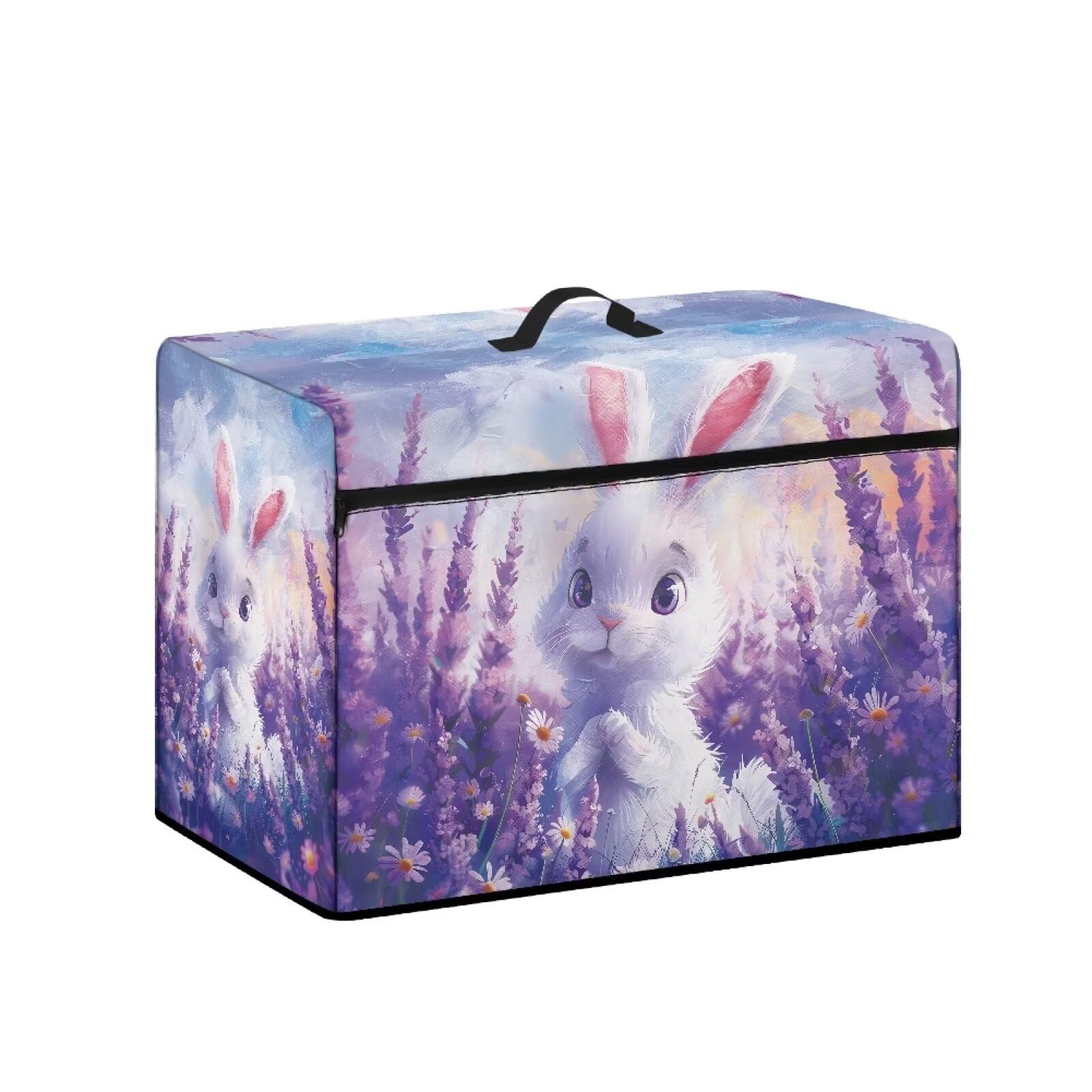 Kathyboom Cute Rabbit Sewing Machine Dust Cover with Front Pockets for Accessories, Compatible with Most Standard Machines