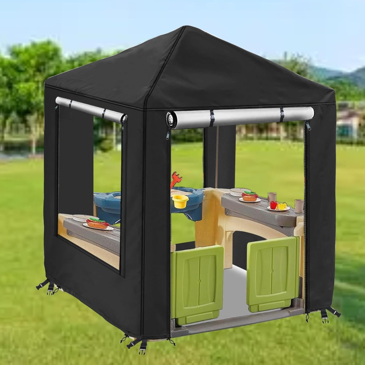 Playhouse Cover, Kids Playhouse Cover for Outdoor Waterproof,Suitable for Step2 Kids Playhouses and Playhouses of The Same Size as Other Brands Kids Playhouses （ 49.5“ W x 49.5” D x 60.2” H）