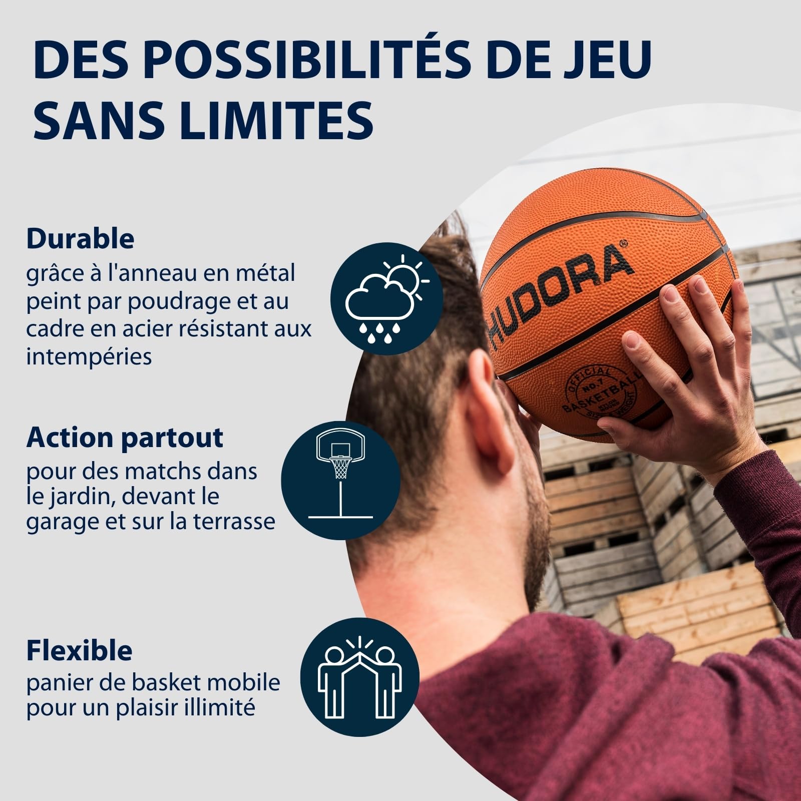 Système de panier de basketball portable et réglable en hauteur pour intérieur et extérieur Système de panier de basketball portable et réglable en hauteur pour intérieur et extérieur