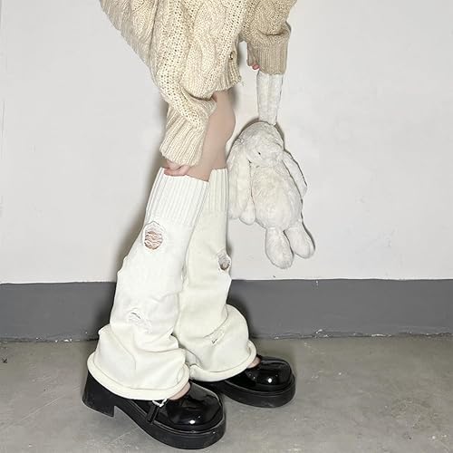 Miniatura 8 de Gothic Acubi Leg Warmers Grunge Lolita Winter Cuff Y2K Harajuku Knee High Knit Socks Japanese Preppy Leggings Gaiters