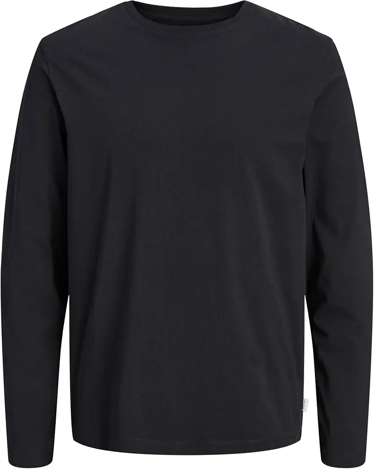 JACK & JONES تي شيرت جيه جيه اي اورجانيك بقصة عادية وأكمام طويلة وقبة دائرية للرجال من جاك اند جونز