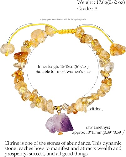 Miniatura 3 de Jewever Chip Reiki - Pulsera de cristal de cuarzo rosa con amatista cruda para mujer, cristales curativos y piedras preciosas para yoga, meditación