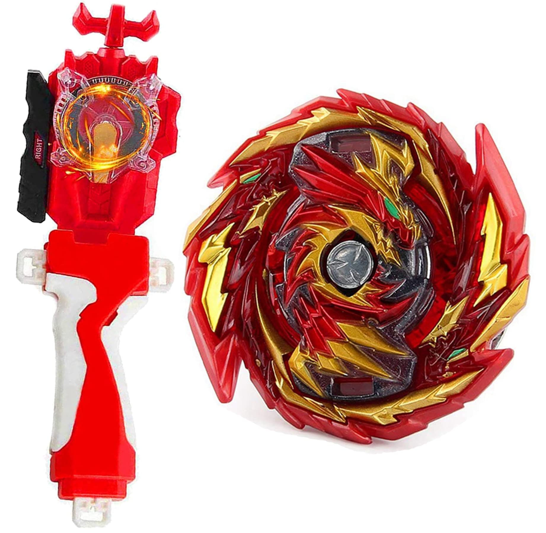 Blade Toy Set Battling Game Toys Sparking Launcher Grip Bey Battling Top Burst B-155 Booster Master Diabolos.Gn Left and Right Launcher Play Blades Gaming Toy Set Gifts for Boys Age 4-8-12+