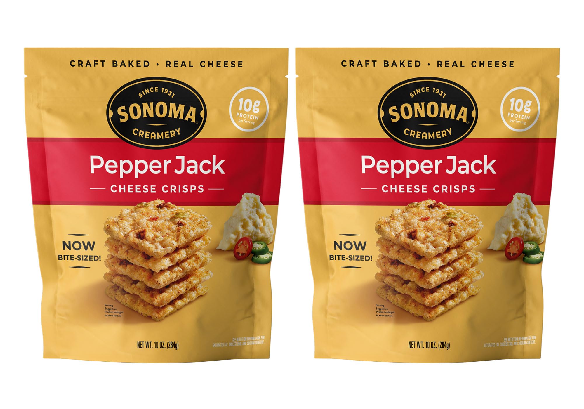 Sonoma Creamery - Cheese Crisps, Pepper Jack, 10 Oz (2 Count) | Savory Snack Cracker | High Protein | Low Carb | Gluten Free | Wheat Free