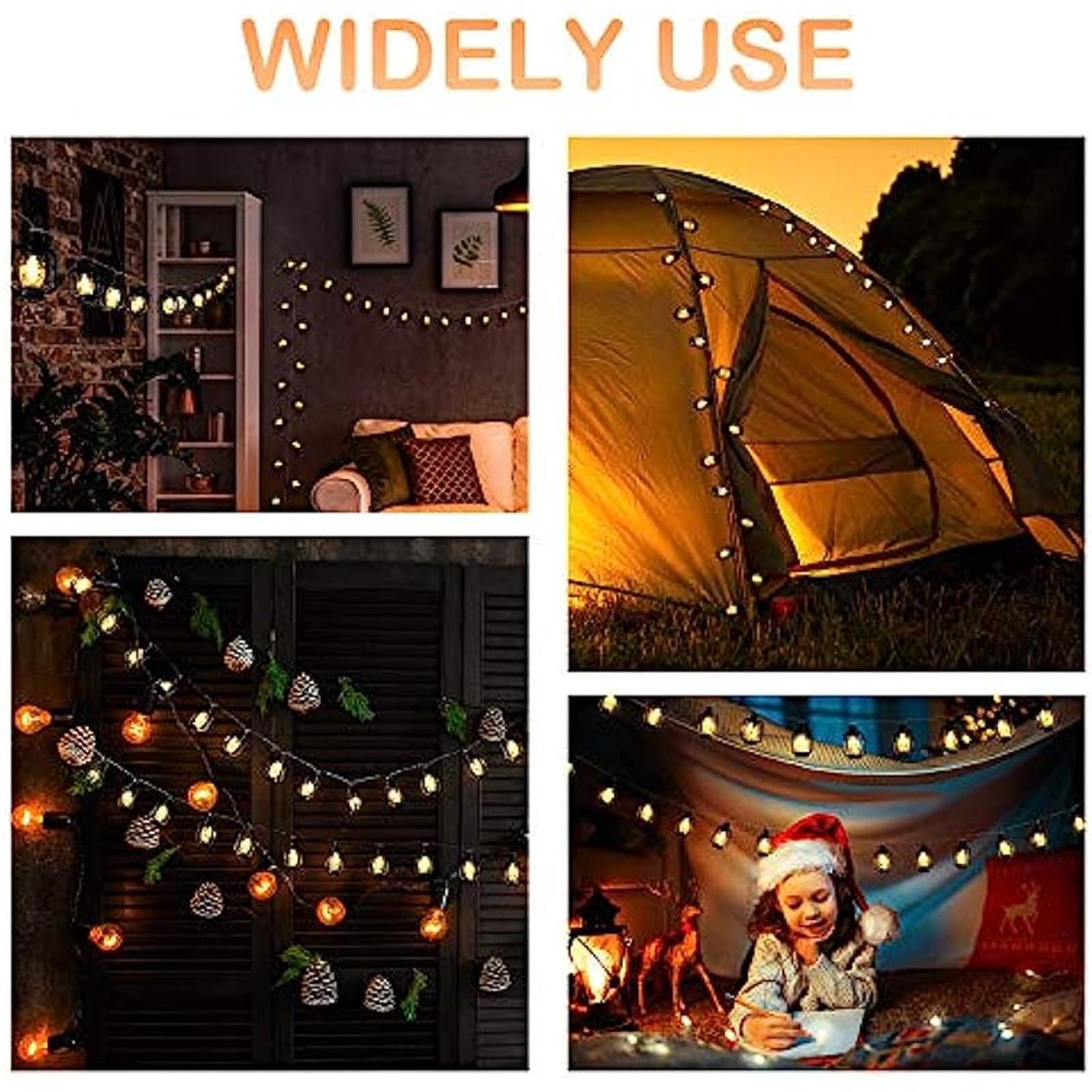 Guirnalda De Luces Solares Para Exteriores, Bombilla LED, Luces De Hadas, Decoración Retro, Impermeable, Tienda De Campaña, Guirnalda, Lámpara De Hadas Para Fiestas En El Jardín,50led