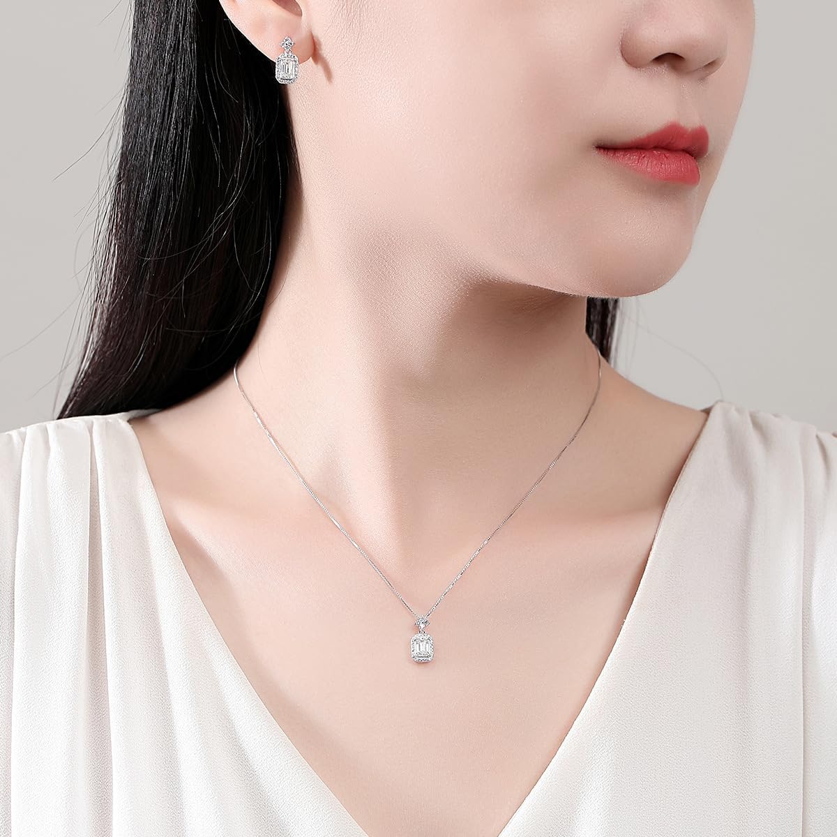 14K Gold 1.2ct Diamond Drop Earrings for Women, Emerald Cut VVS1 D-Color - Image 2