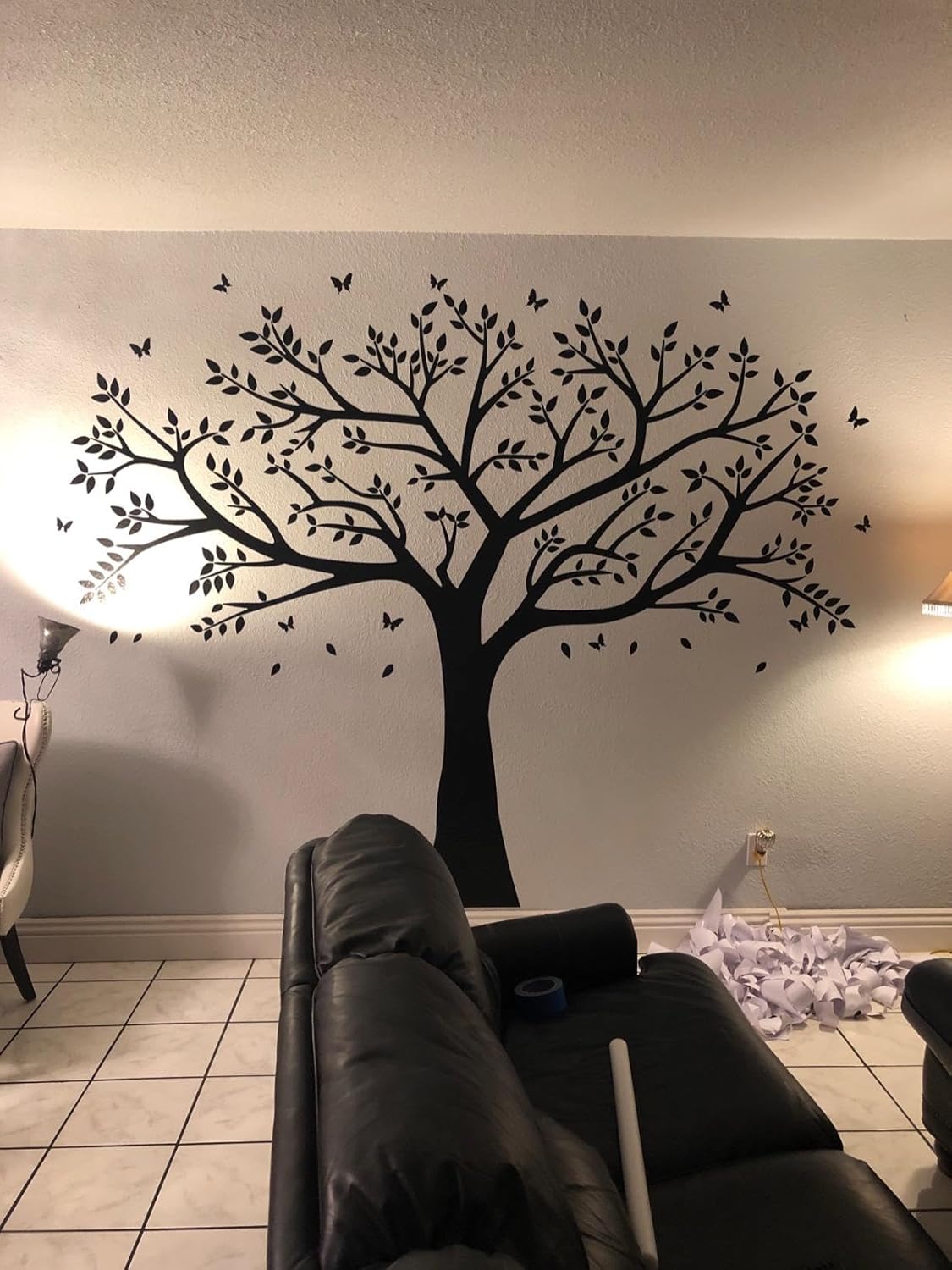 Giant Family Photo Frame Tree Wall Decals Family Tree Decal Living Room Home Decor (108" Wide x 84" Tall) (Black)