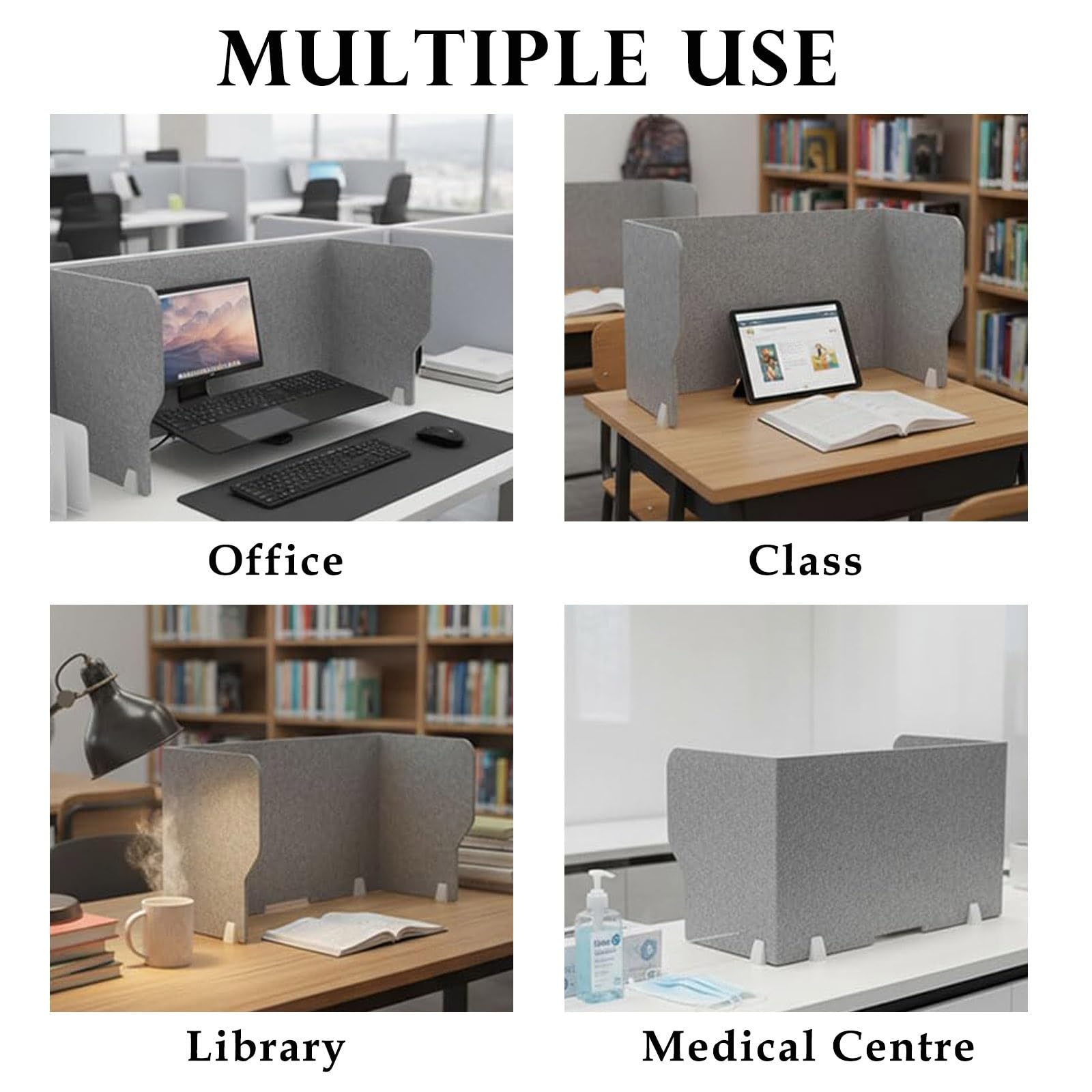 Separador Acústico De Escritorio, Separador De Mesa Absorción De Sonido, 60 80 100 120cm Divisor Acústico Para Escritorio, Independientes, Para Oficina, Biblioteca, Escuela(Lightbrown,120cm)