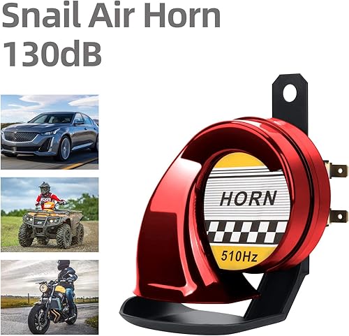 Miniatura 8 de SEINECA Sirena de cuerno de caracol universal de 12 V, 130 DB, tono alto, 510 Hz, impermeable, bocina de aire eléctrica para motocicleta, auto Negro