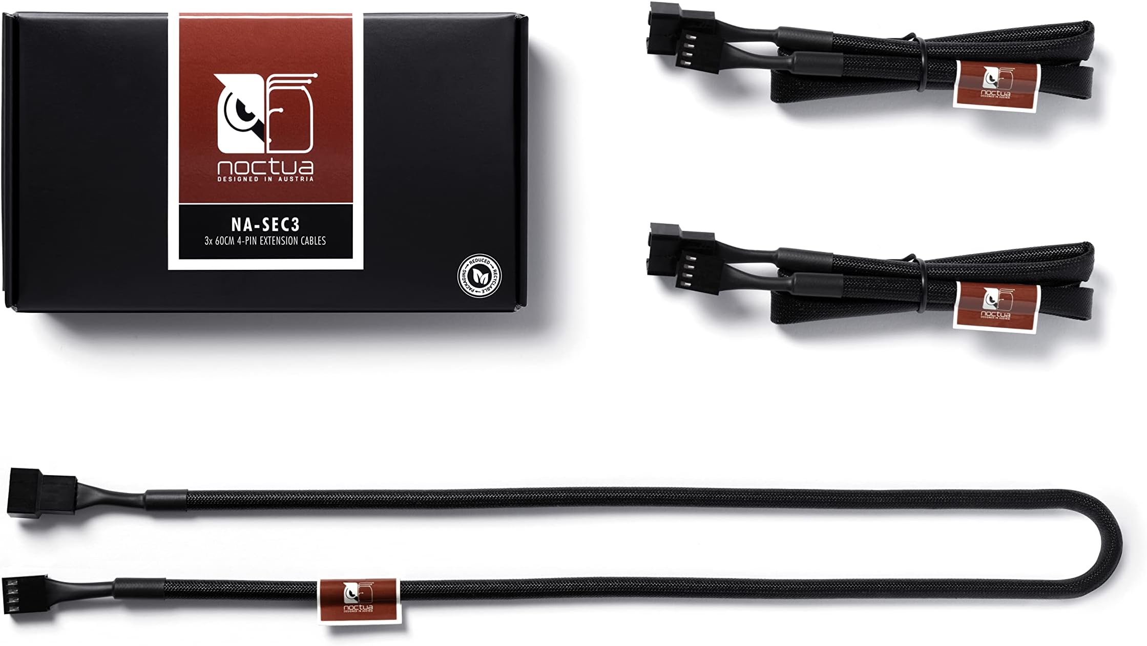 Hub splitter adapterkabel voor 12V 5-weg PWM desktop-behuizingsventilator met 4-polige en 3-polige connectoren, lengte 35 cm (2 stuks