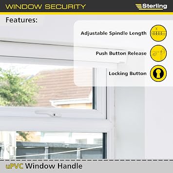 Sterling uPVC Locking Offset Window Handle, White