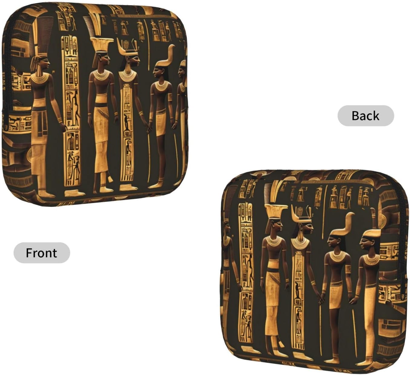 Ancient Egyptian Hieroglyph Print Women Period Bag Sanitary Pouch Portable Pad Pouch Tampon Holder Small Zipper Pouch Storage Bag