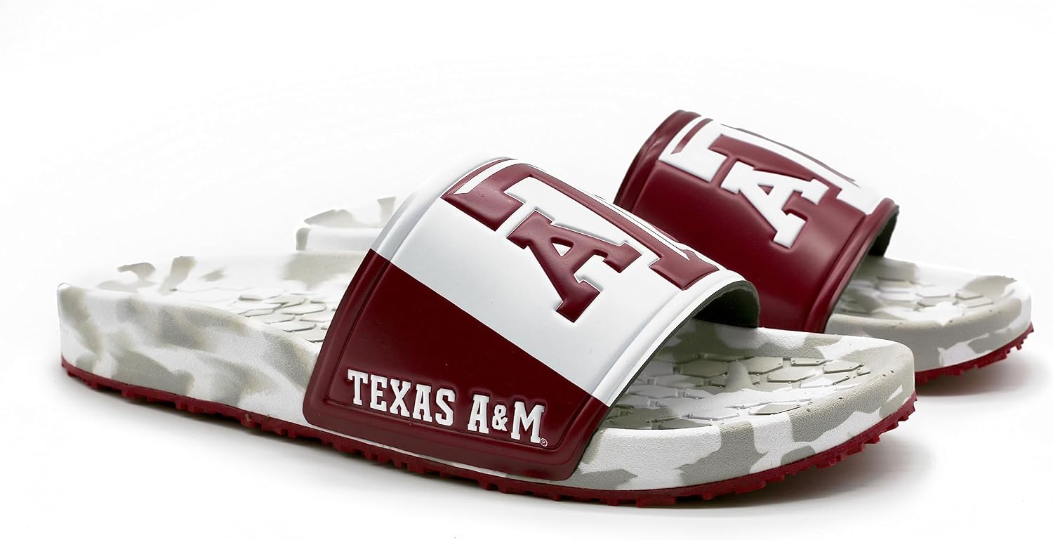 NCAA Team Graphic and Color Unisex Quick Dry Slydr Sandal, Texas A&M Aggies, 12 Women/10 Men