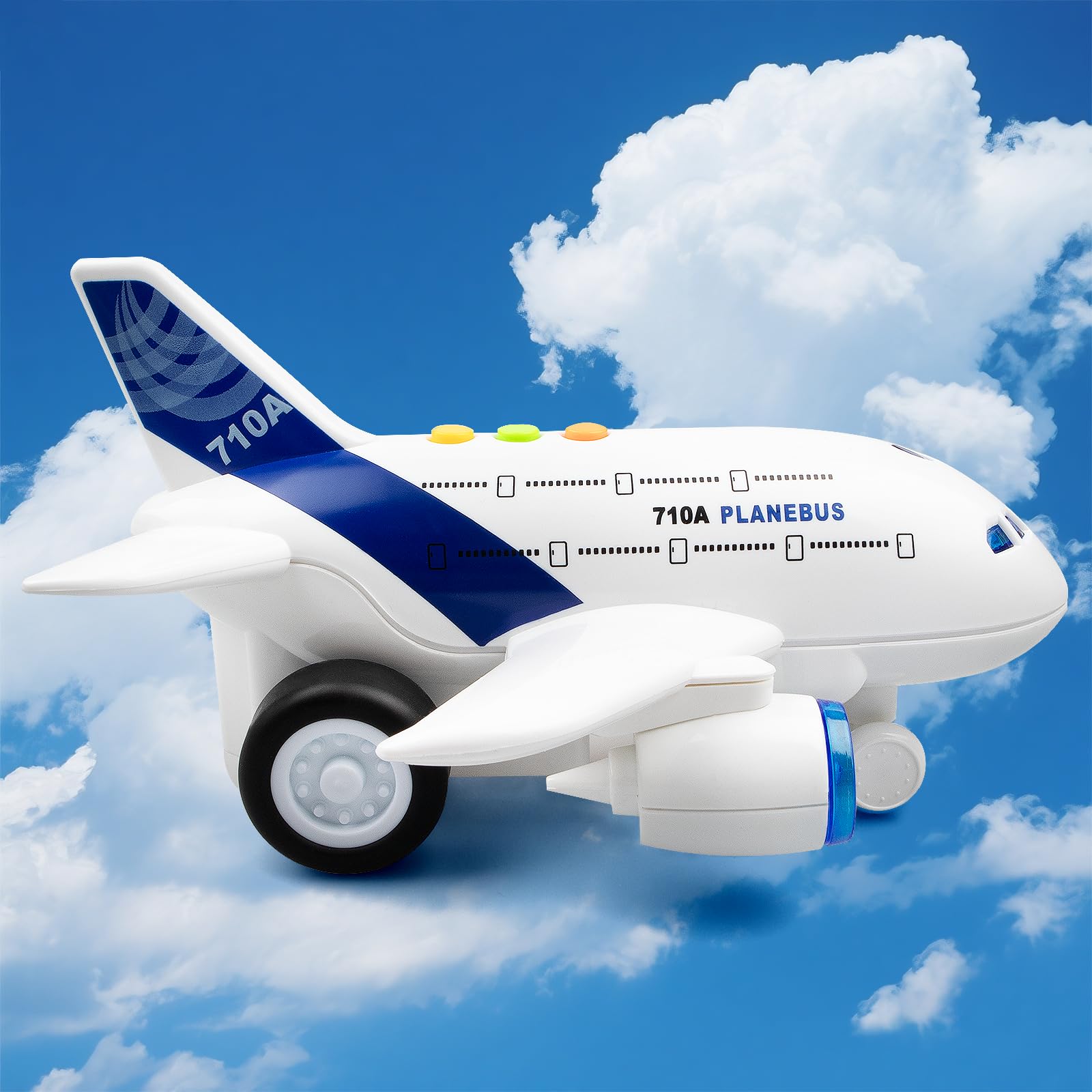 AtomDream Tech Airplane Toy for Toddlers 1:200 Friction Powered Toy Plane with Flashing Lights & Sounds - Image 4
