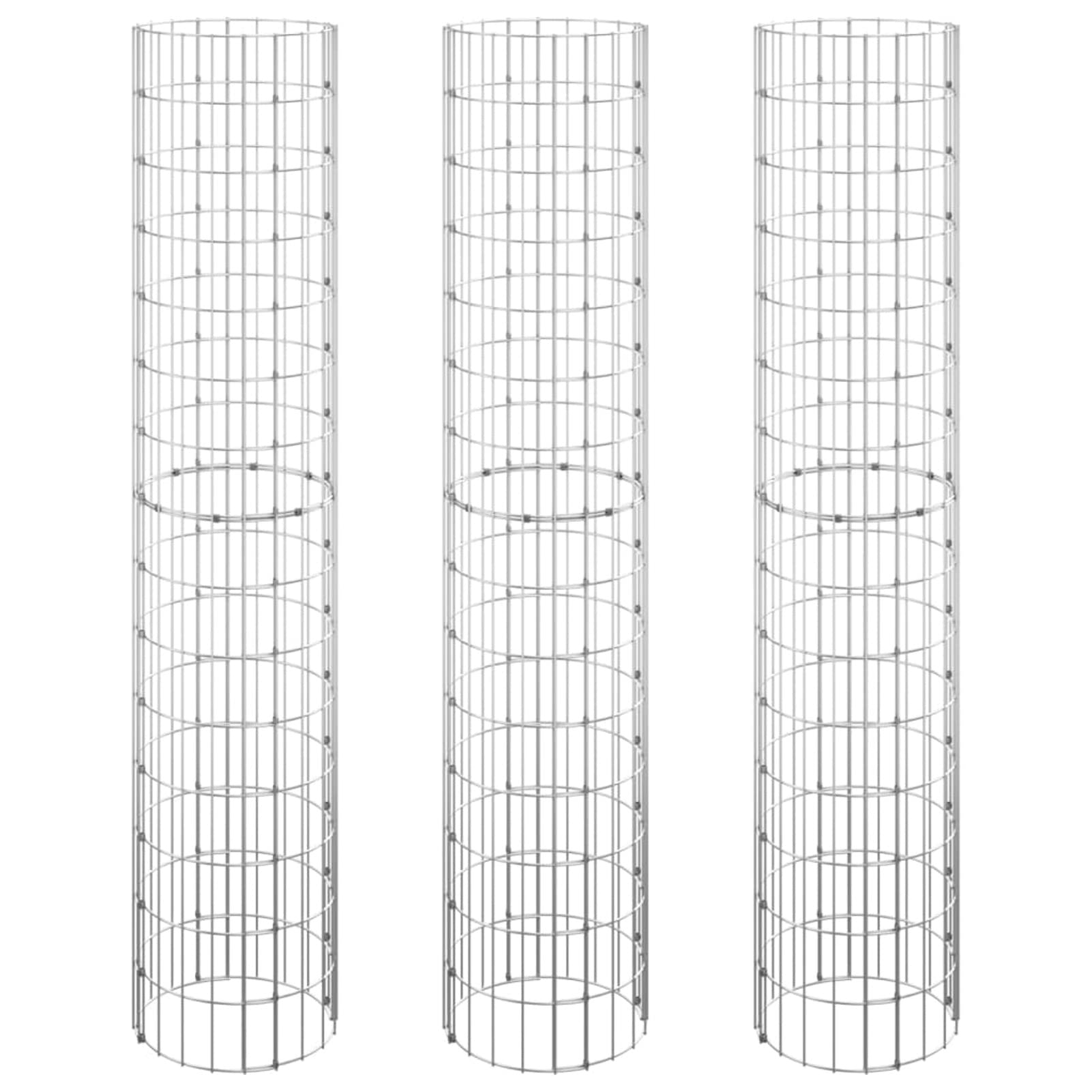 LAPOOH Arriate gaviones Circular 3 uds, Jardineras Exterior, Macetero Exterior, Arriate De Jardín, Jardinera Maceteros Hierbas, Acero galvanizado ?30x150 cm