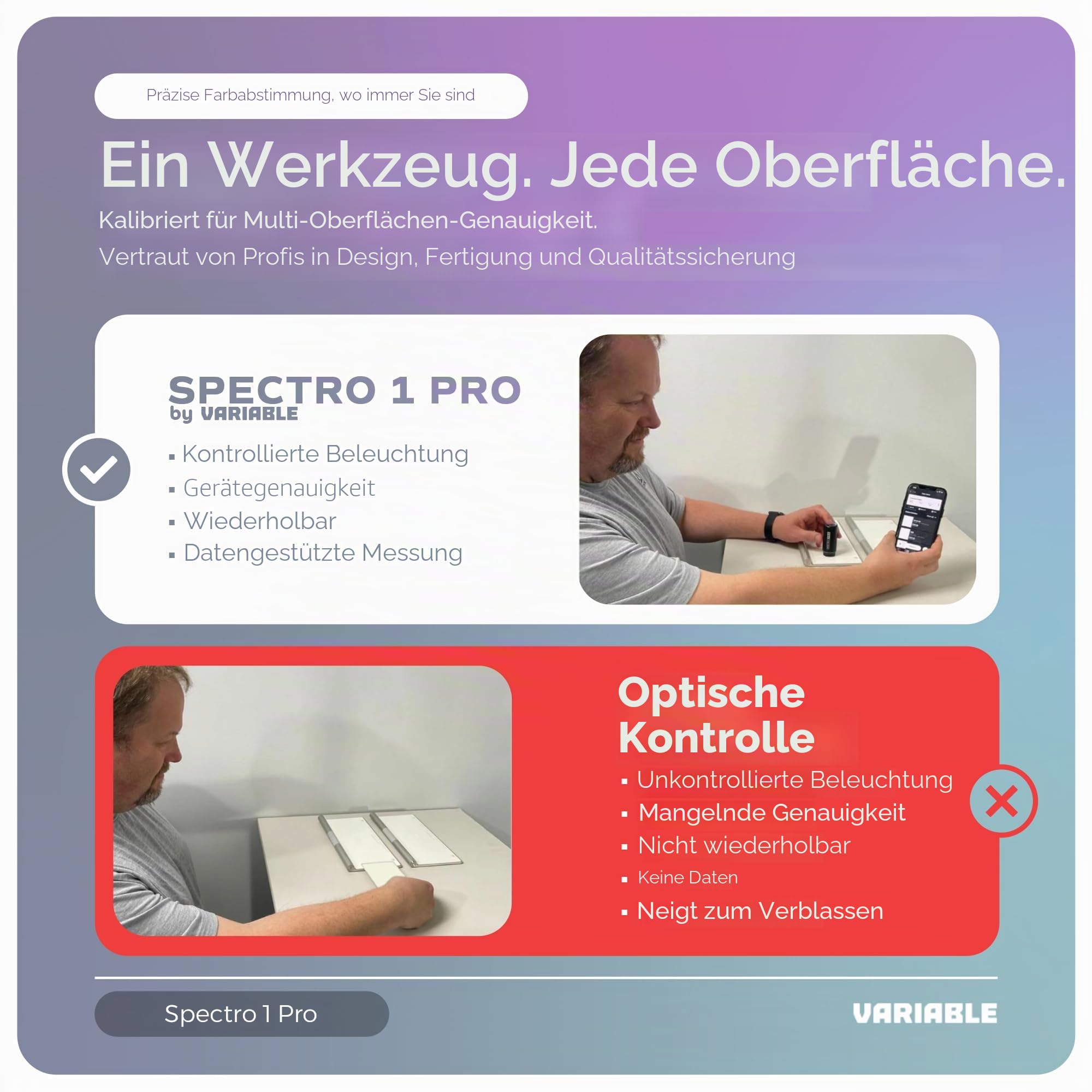 Spectro 1 Pro Spektrophotometer tragbares Farbmessgerät mit Ladekabel und Tragetasche