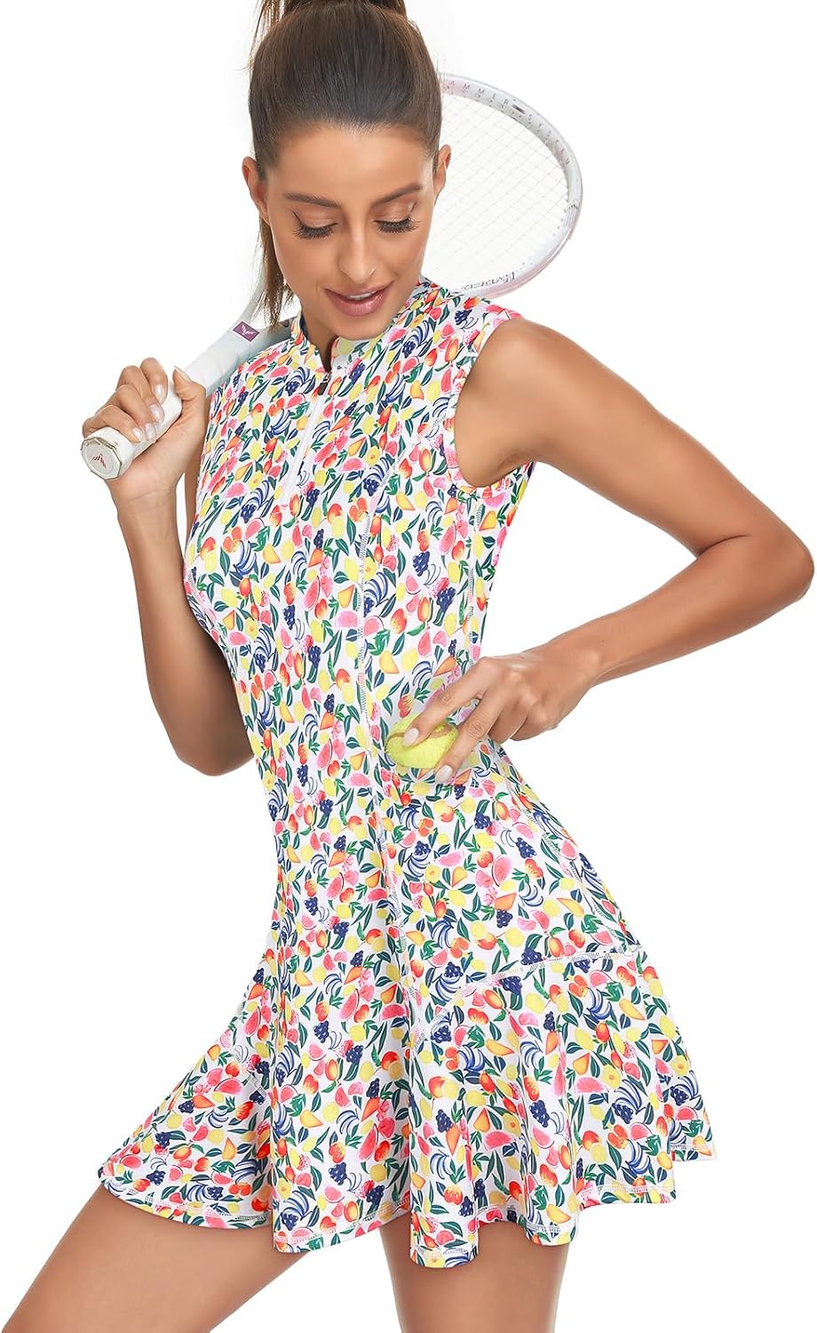 Tanst Sky Women's Golf Dress with Shorts Zip Up Quick Dry Sleeveless Pockets Tennis Workout Dresses - Image 3