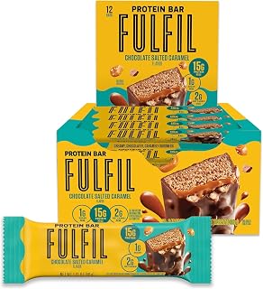 FULFIL Protein Snack Bars, Chocolate Salted Caramel Flavored, Gluten Free with 15g Protein, Pantry Staples, 12 Count