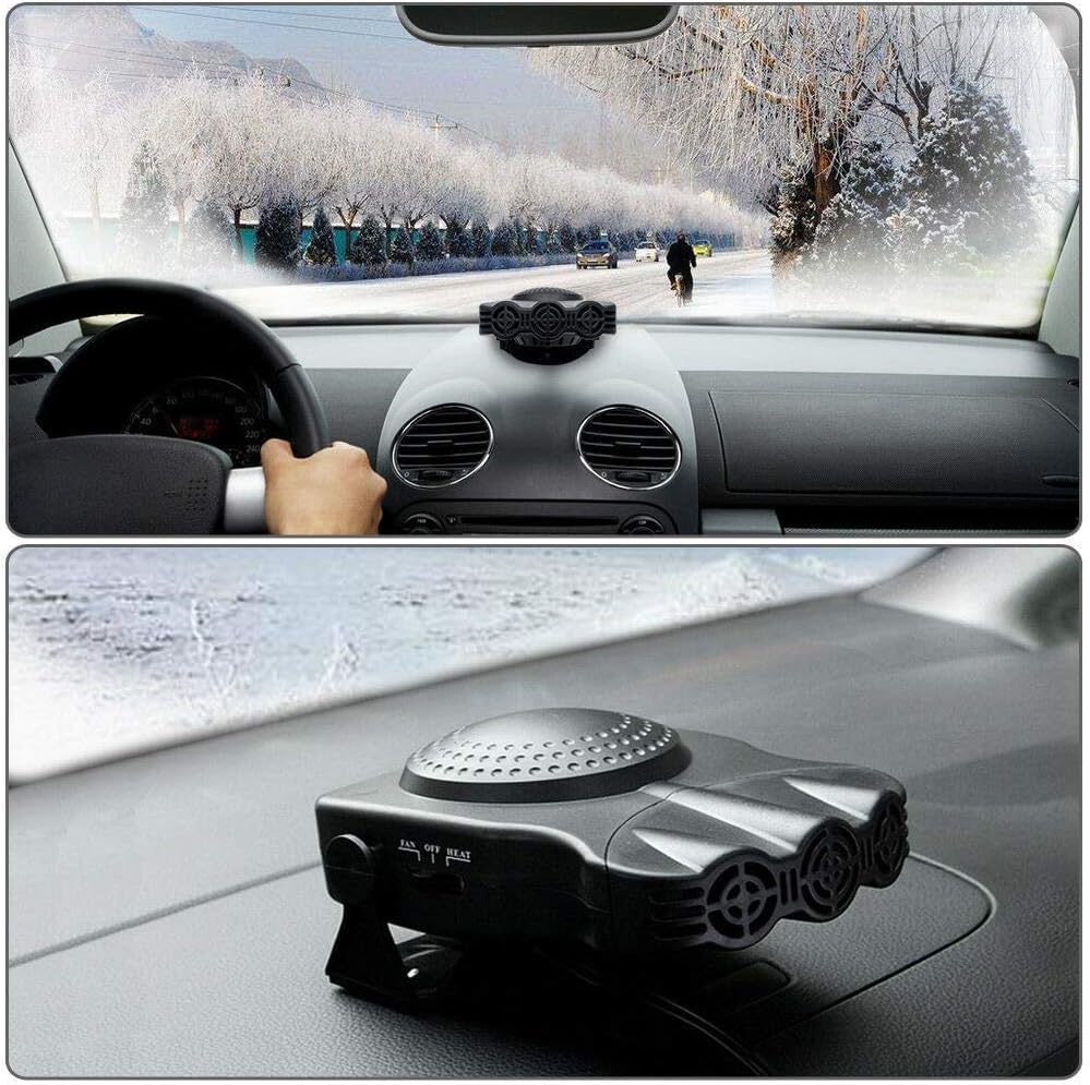 Car Fan 2-in-1 Portable 12V Mini Cooling Fan Adjustable Angle and 150W Fast Heating defrost defogger
