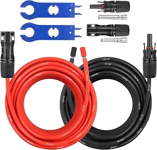 8AWG Solar Extension Panel Cable - 50FT Solar Wire with Waterproof Female and Male Connector and Solar Panel Adaptor Kit Tool PV Wire for RV, Home, Boat, Solar Panels(50feet Red + 50feet Black)