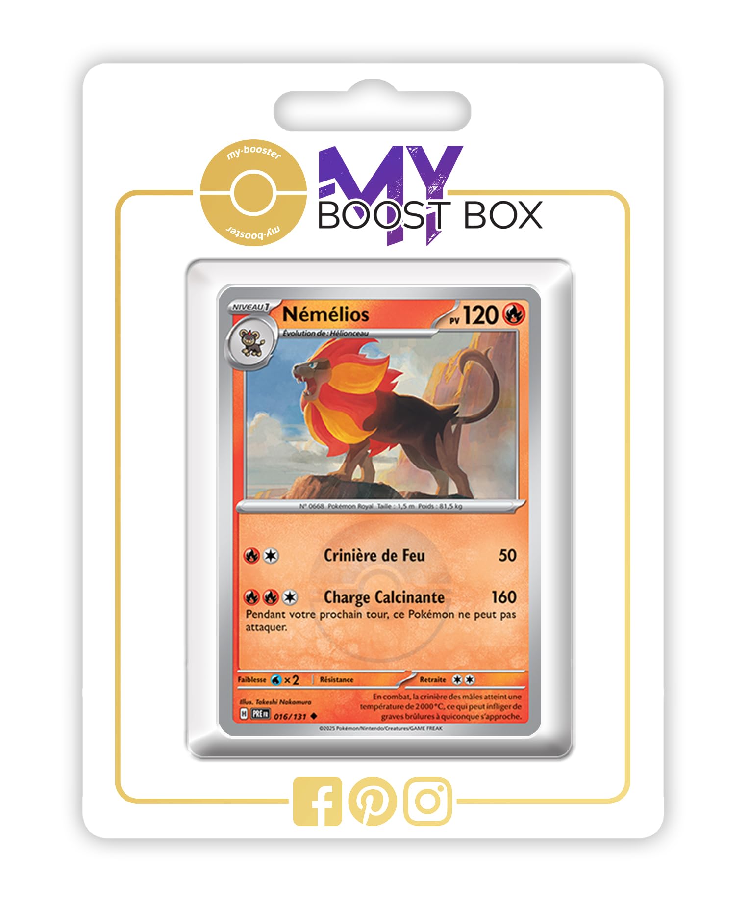 my-booster Némélios (Pyroar) 016/131 Reverse Versione Poké Ball X Écarlate et Violet 8.5 Évolutions Prismatiques - Box di 10 carte Pokémon Francese