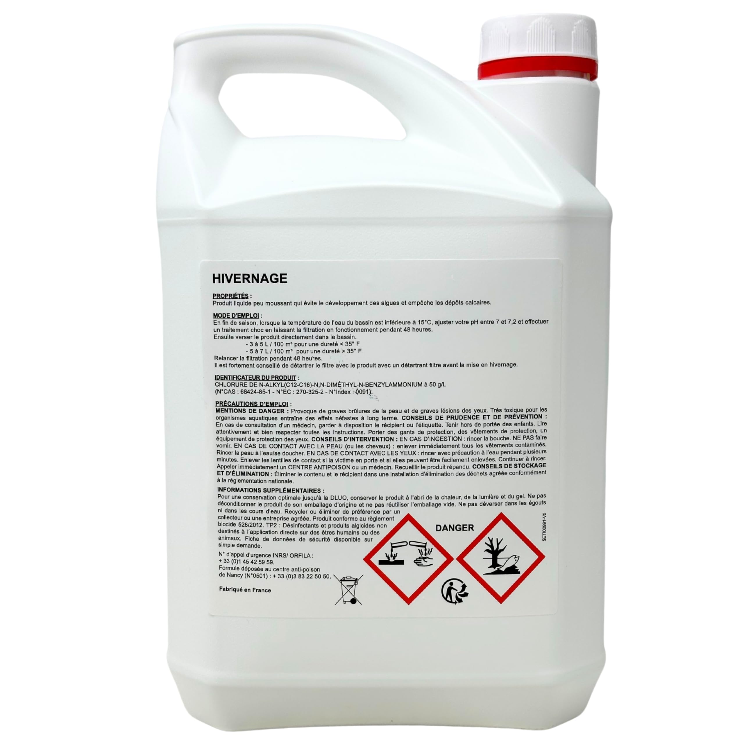 Hivernage Piscine, Traitement Anti Algues │ Produit d’Hivernage Liquide pour Piscines, Efficace Contre Algues Vertes 5L │ Empêche Les dépôts calcaires et évite Le développement des algues