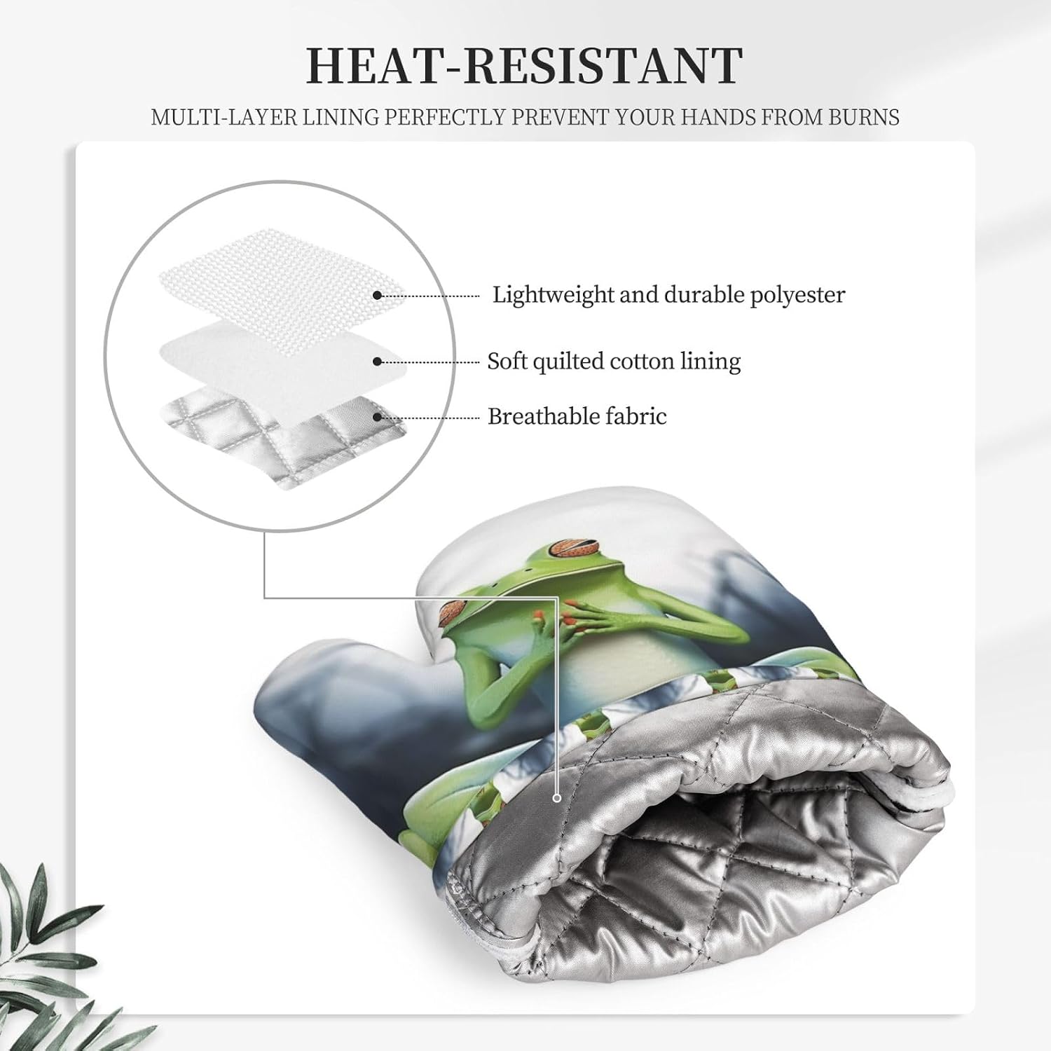 Silicone Oven Mitts and Pot Holders Set of 2, Non-Slip Heat Resistant Oven Mitten Funny Yoga Frog Potholders Trendy Kitchen Decor Ideal for BBQ Cooking, Grilling Baking image 4