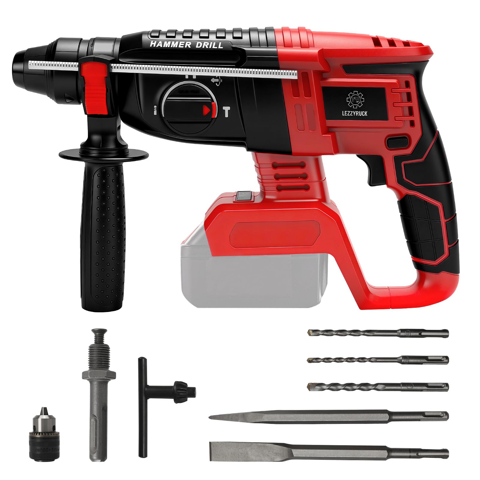 Cordless Rotary Hammer Drill Compatible with Milwaukee M18 18V Battery (No Battery), Brushless SDS-Plus Hammer Drill with Safety Clutch, 2.6 Joules Impact Energy, 4 Modes, 360°Auxiliary Handle