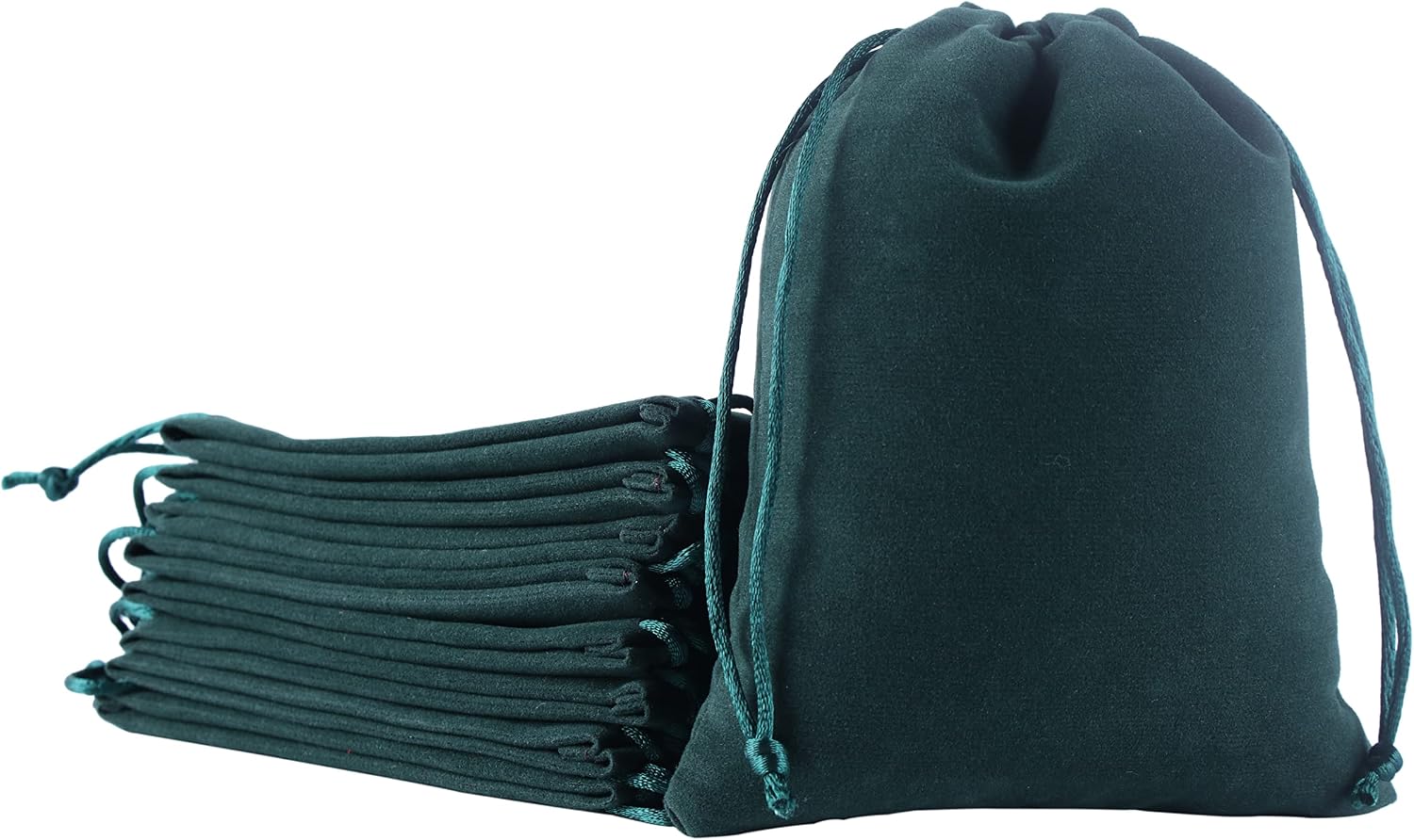 Sansam Medium Velvet Drawstring Gift Bag – 10pcs Jewelry & Accessory Pouch for Bracelets, Necklaces & Gifts, Tarot Rune Bags, Purse Storage Bags, Dark Green
