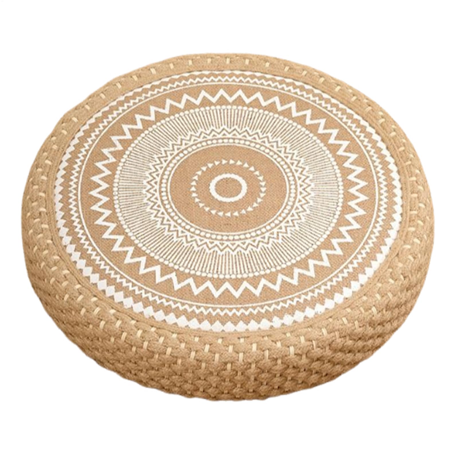 Cuscino per Meditazione Cuscino Rotondo Intrecciato in Paglia per Pavimento | Stile Boho per Arredamento Casa Yoga Soggiorno Sala da Tè Esterno e Interno