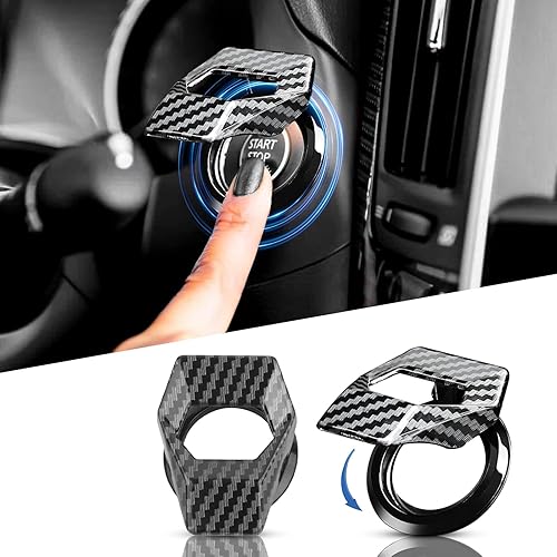 Bestmoy Engine StartStop Button Cover, Zinc Alloy Push to Start Button Key Ignition Protective Cover, Car Power Control Trim for Most Vehicle, Car
