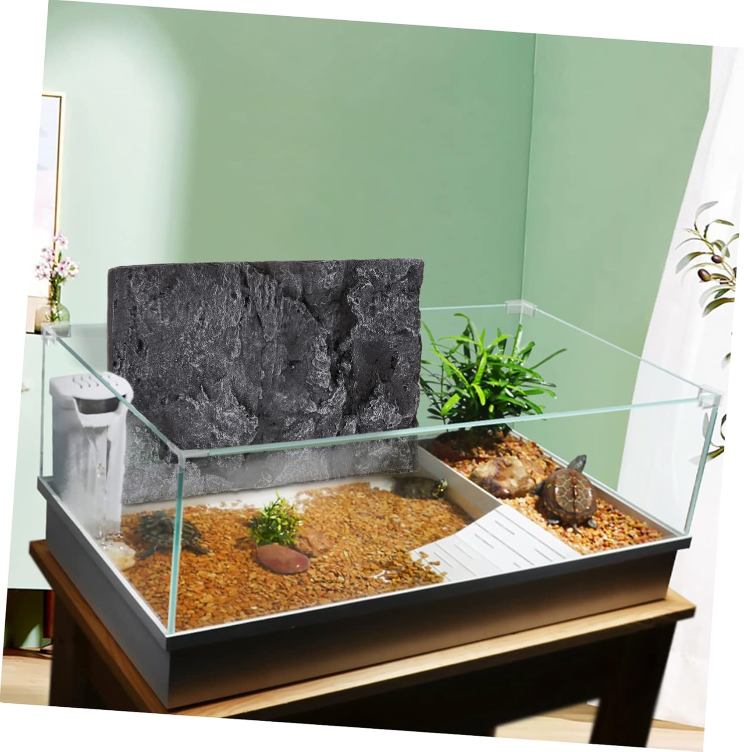 Reptile Tank Background Board Decorative Board for Reptile Habitat Easy to Apply Removable Design for Turtles Lizards Snakes Pu Material Stylish Aquarium Decor
