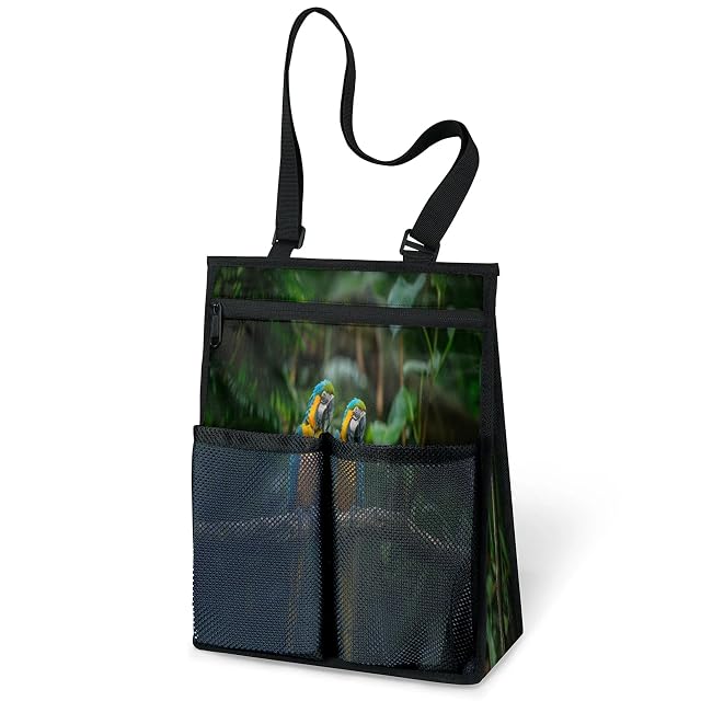Ourtheme Parrot Tropical Portable Shower Bag for Travel Gym Camp Beach Tote Shower Caddy Bags Hanging Toiletry Organizer